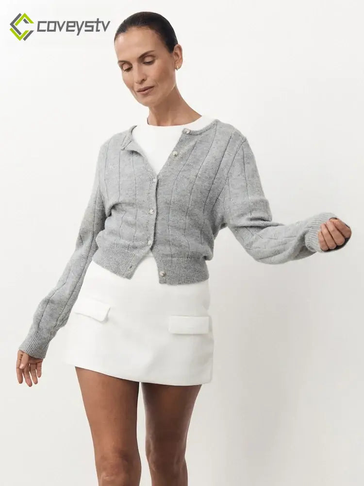 Casual Knit Long Sleeve Loose High Waist Solid Fashion Female Summer Cardigan