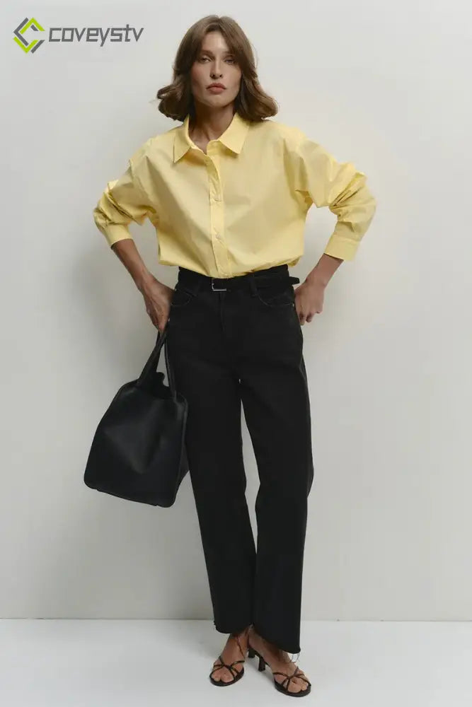 Comfort Fit Yellow Cotton Blouse