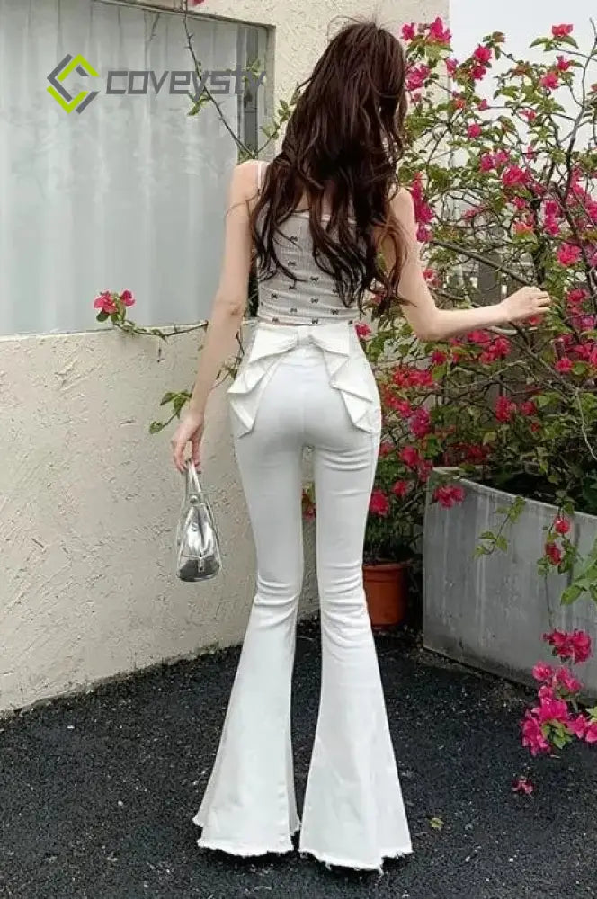 High Waist Butterfly Knot Flare Jeans