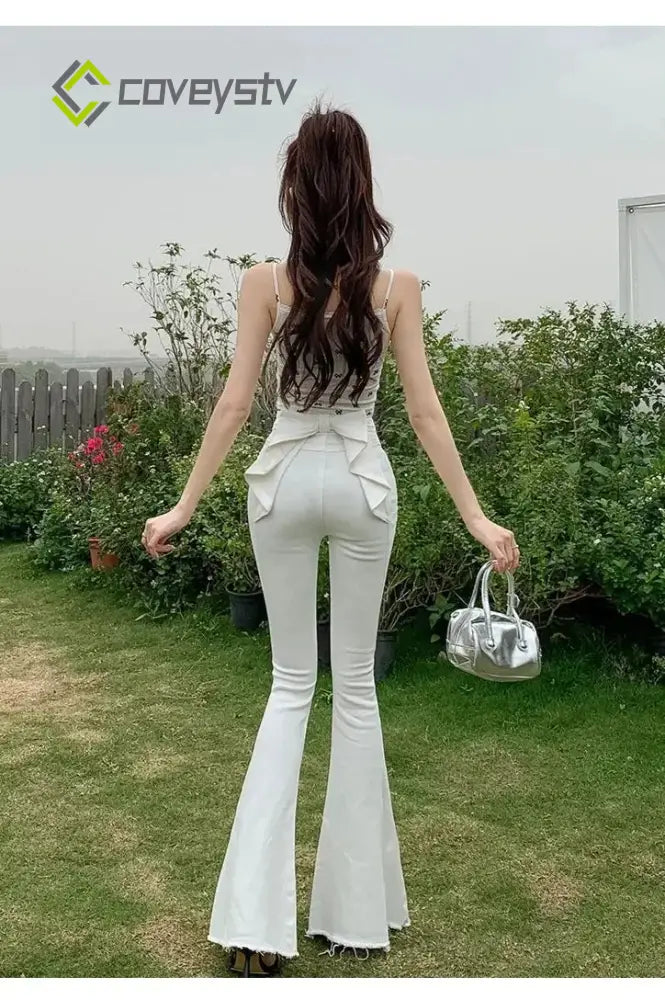 High Waist Butterfly Knot Flare Jeans
