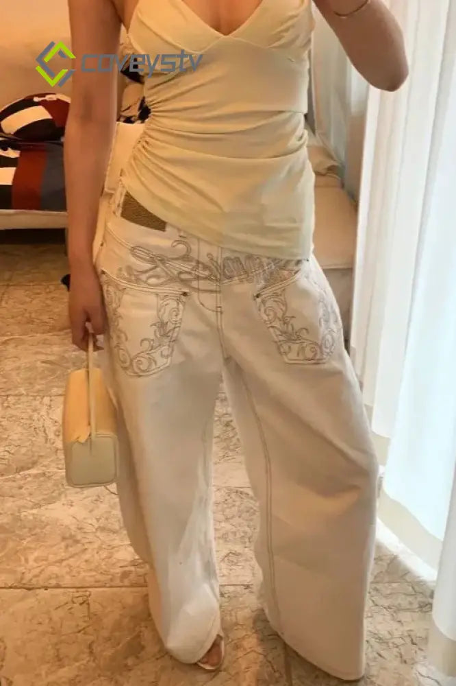 High Waist Printed Patchwork Jeans