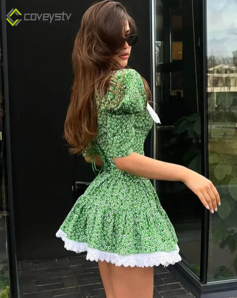 Lace Patchwork Doll Collar Mini Dress