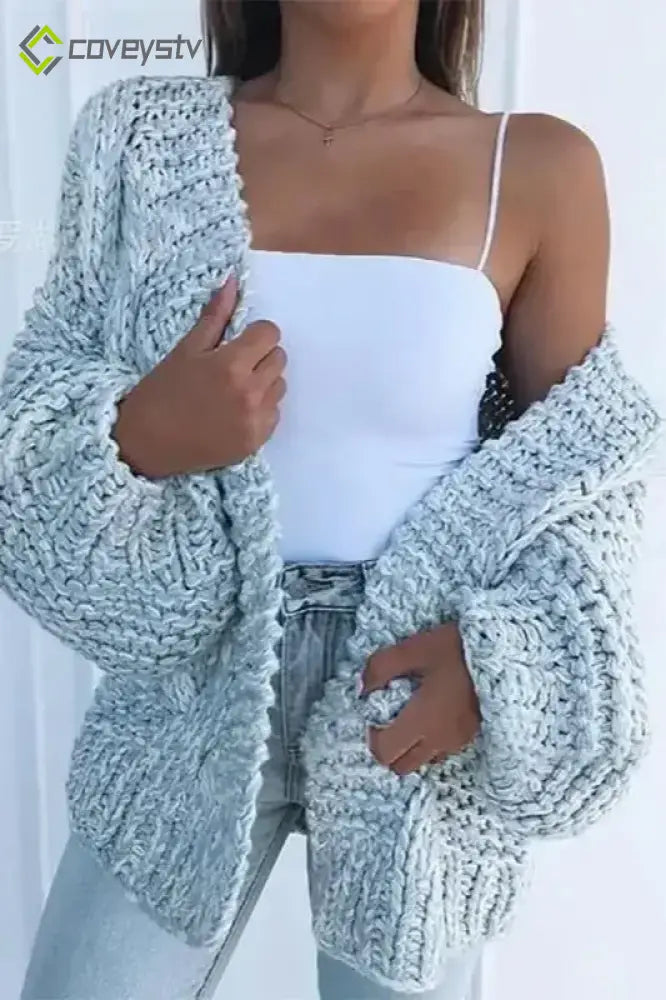 Plush Batwing Sleeve Knit Cardigan