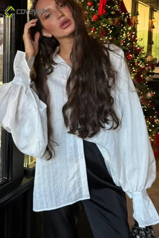 Relaxed Cotton Button Down Blouse