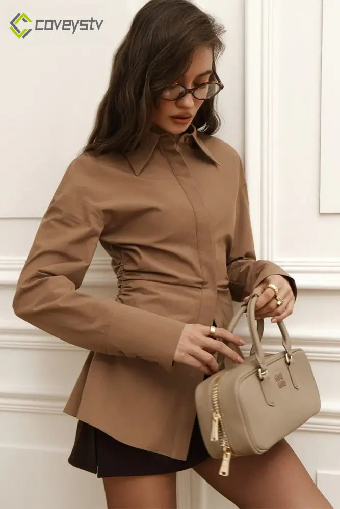 Slim Fit Ruched Waist Blouse