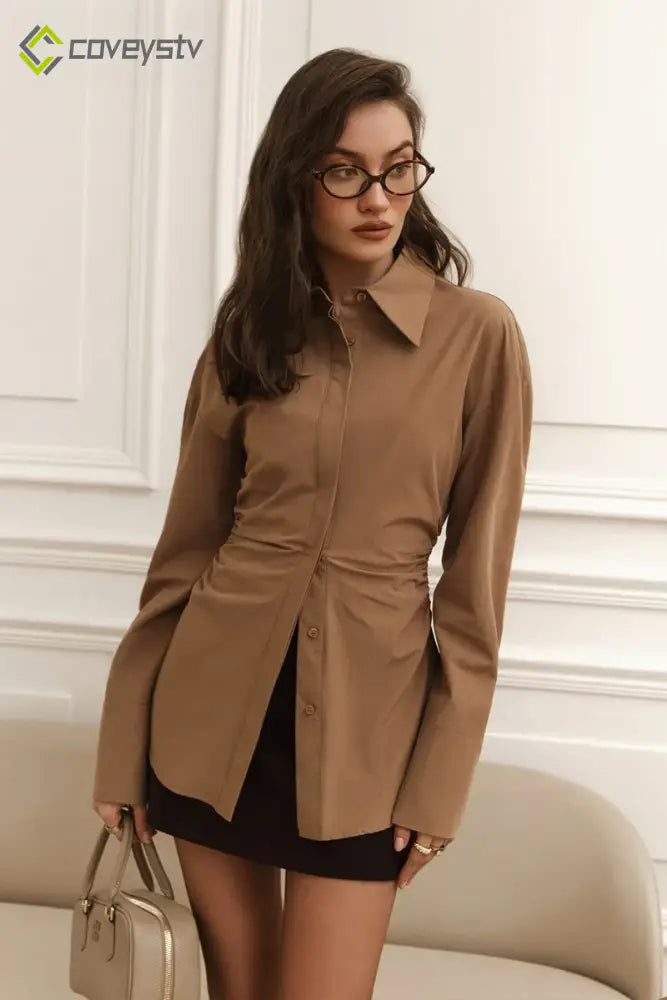 Slim Fit Ruched Waist Blouse