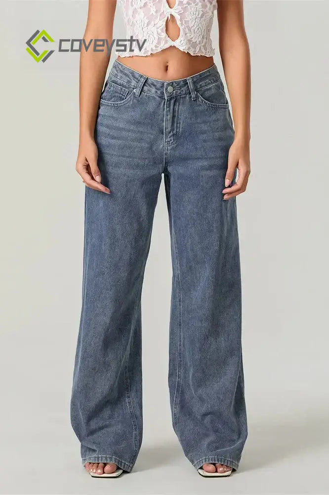 Star Print Loose Wide Leg Jeans