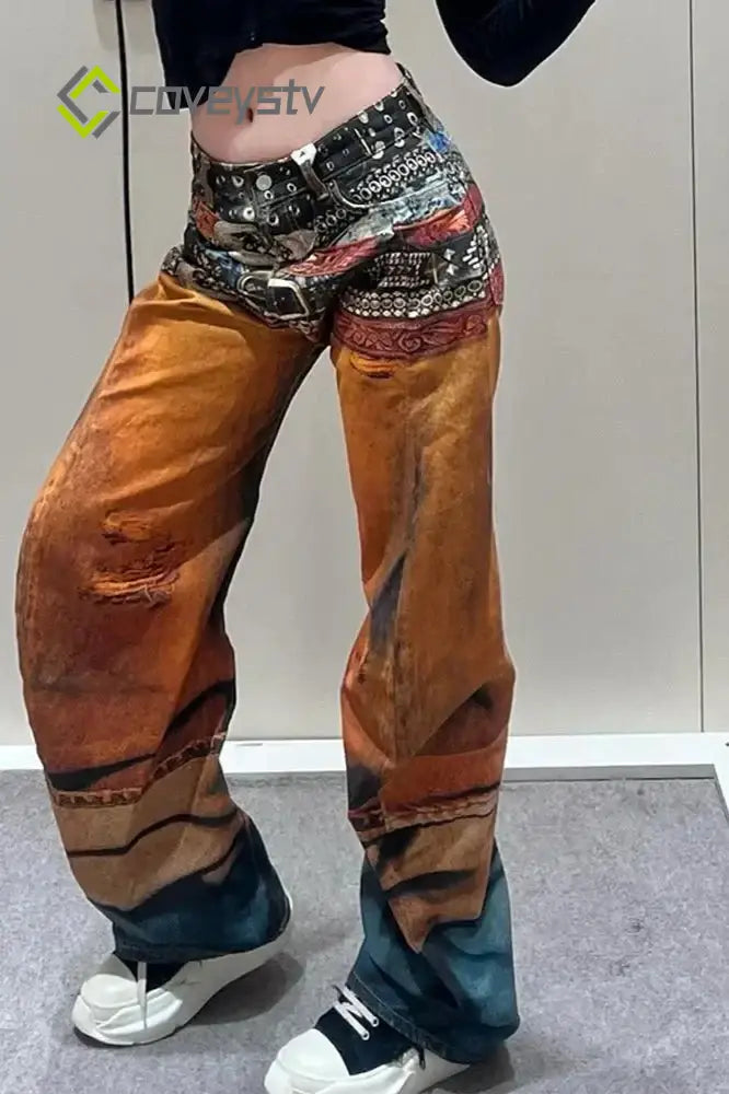 Street Style Abstract Gradient Jeans